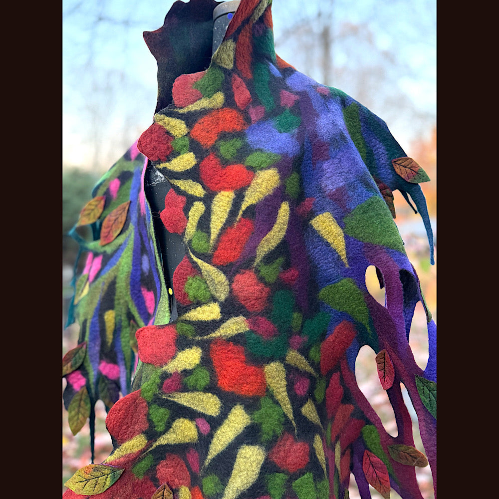 Handmade wool Felted Scarf 86 X 24”