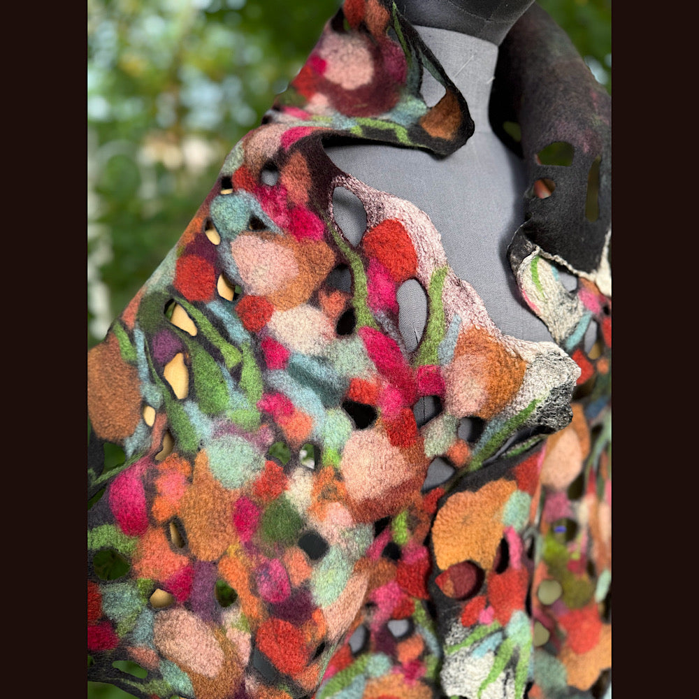 OOAK Handmade wool Felted Scarf 90” X 19” Original art work