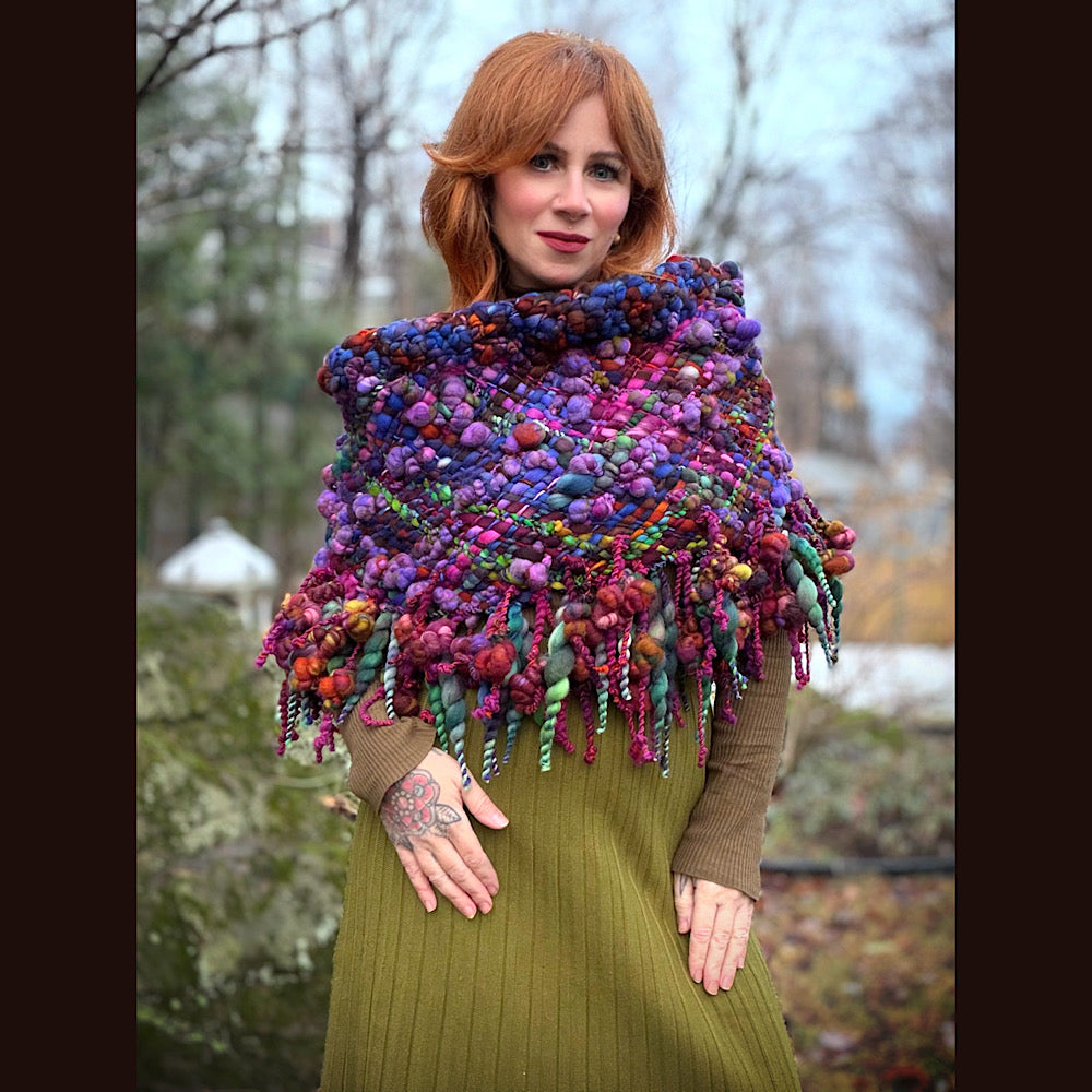 Handmade wool Woven Scarf shawlette 19” X 18”