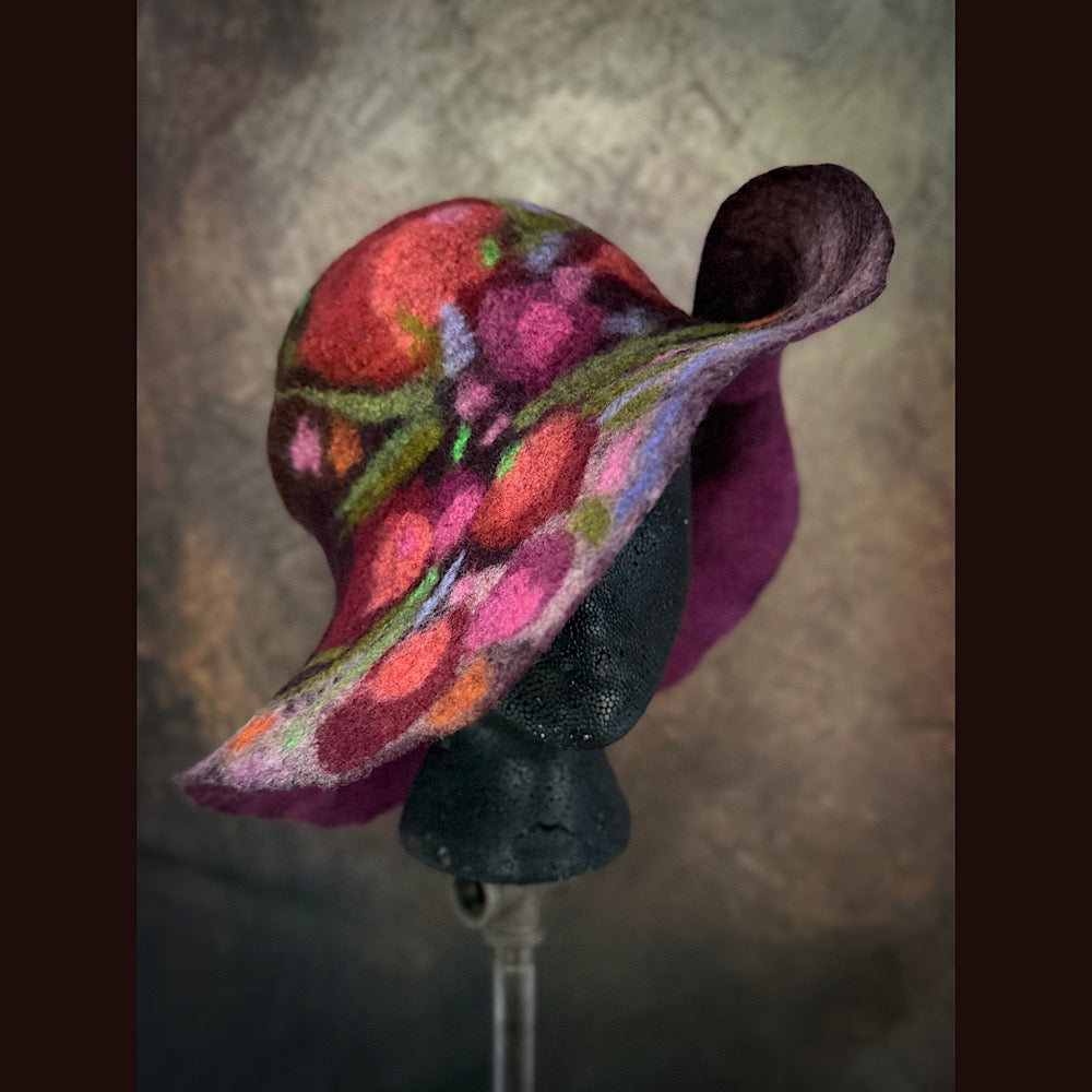 OOAK Handmade wool Felted hat 22” small