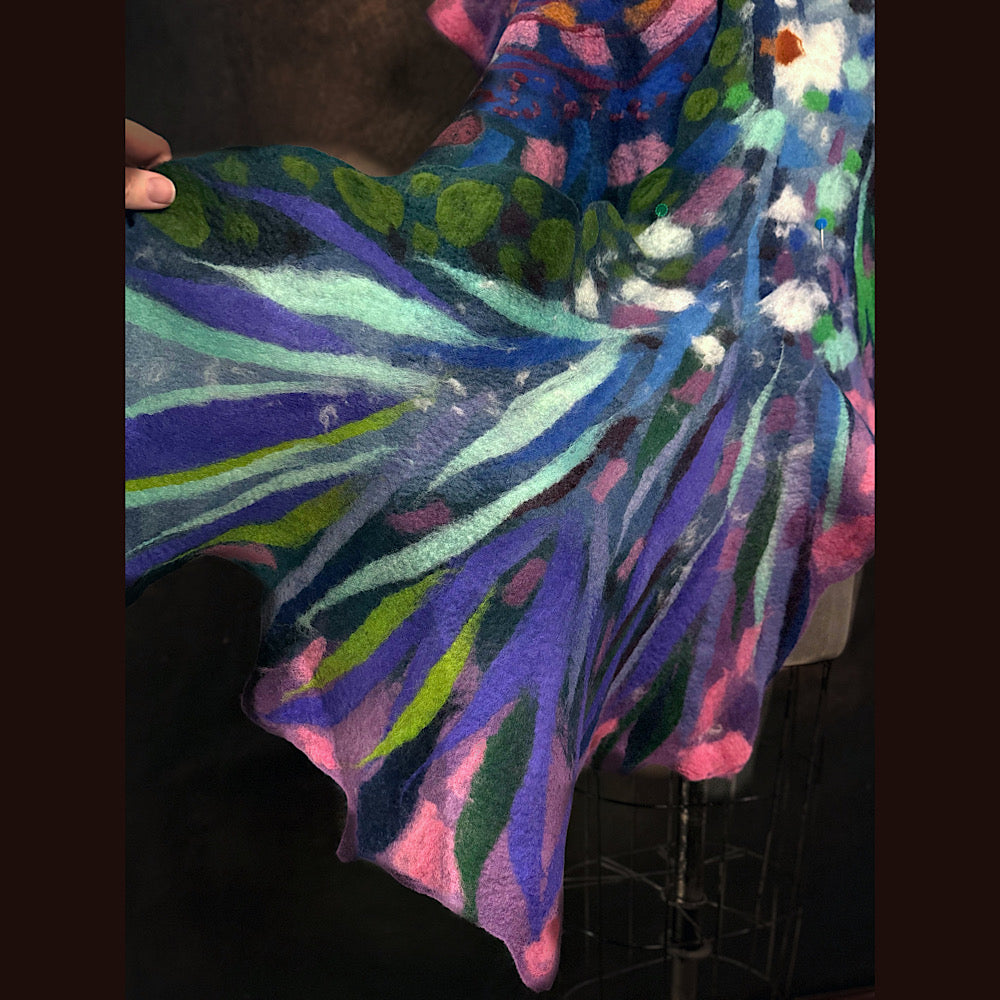 OOAK Handmade wool Felted Scarf 81” X 19”