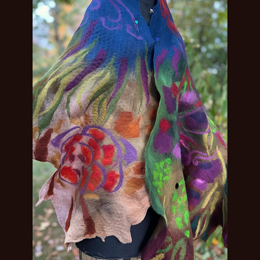 Handmade Felted Wool Scarf 80” X 22”