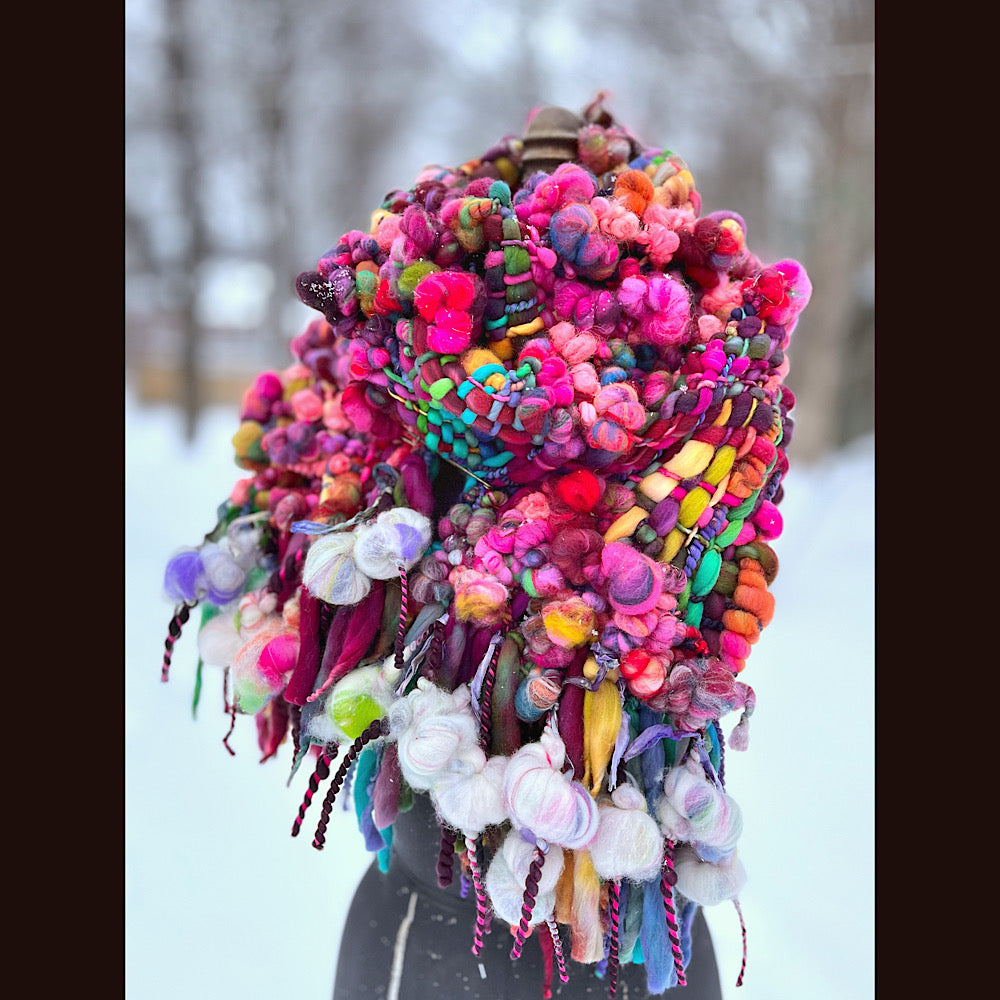 Winter rose Woven art yarn Scarf 104” X 8”