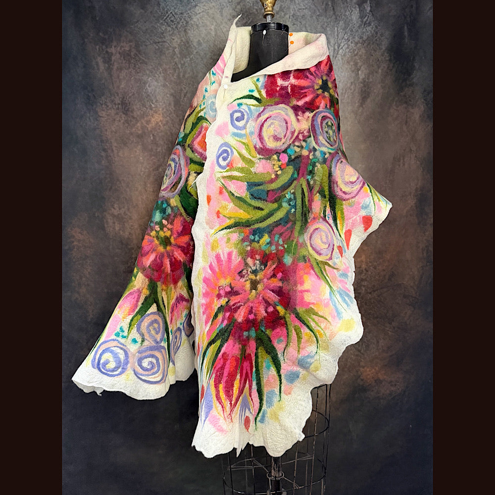 OOAK Handmade wool Felted Scarf 84” X 20” Original art work