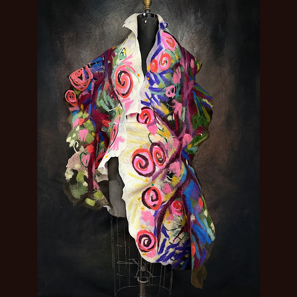 OOAK Handmade wool Felted Scarf 84” X 18”