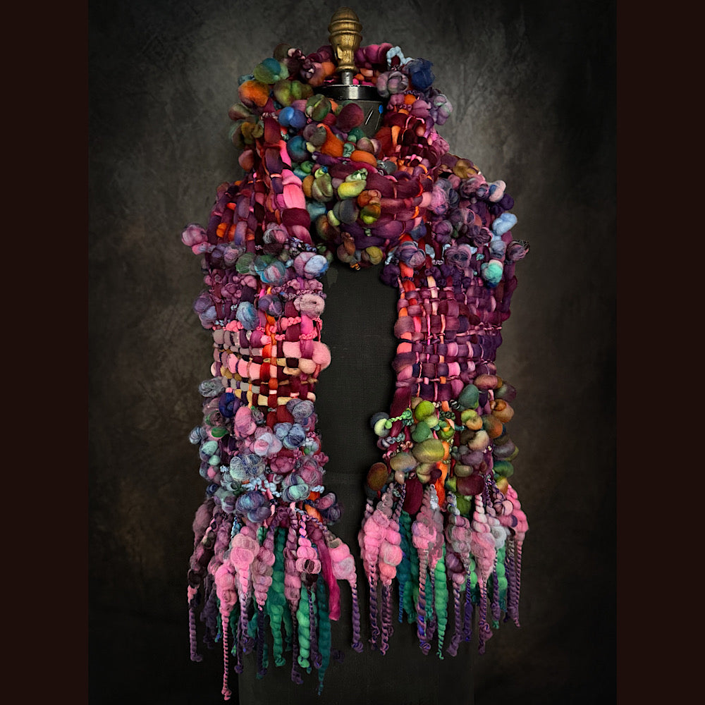 OOAK Handmade wool Woven Scarf 84” X 9”