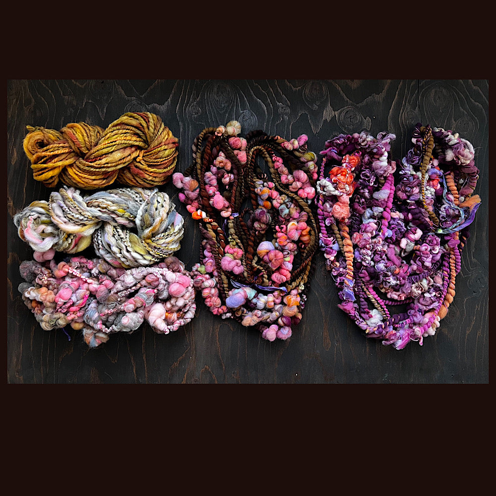 Large lot of hand spun yarn for weaving  knitting crochet 12.3 oz