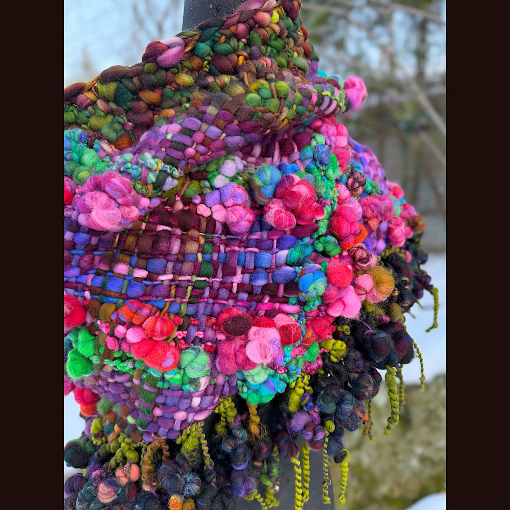 Handmade wool Woven Scarf shawlette 19” X 18”