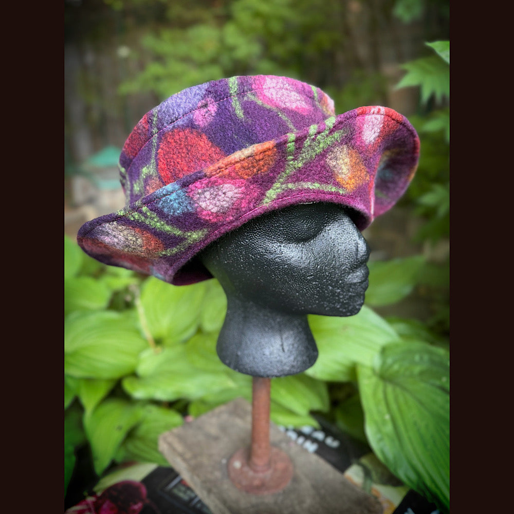 OOAK Handmade wool Felted hat 23.5” medium