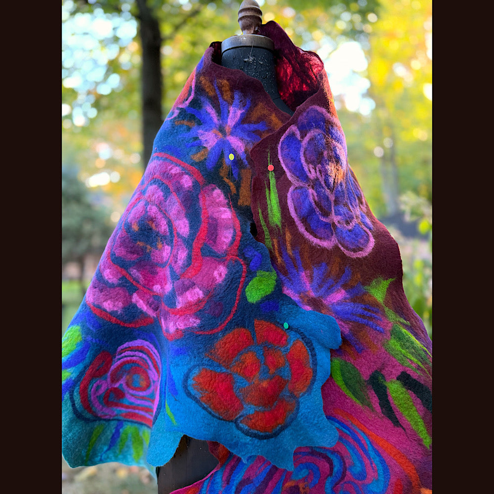 Handmade Felted Wool Scarf 82” X 25”