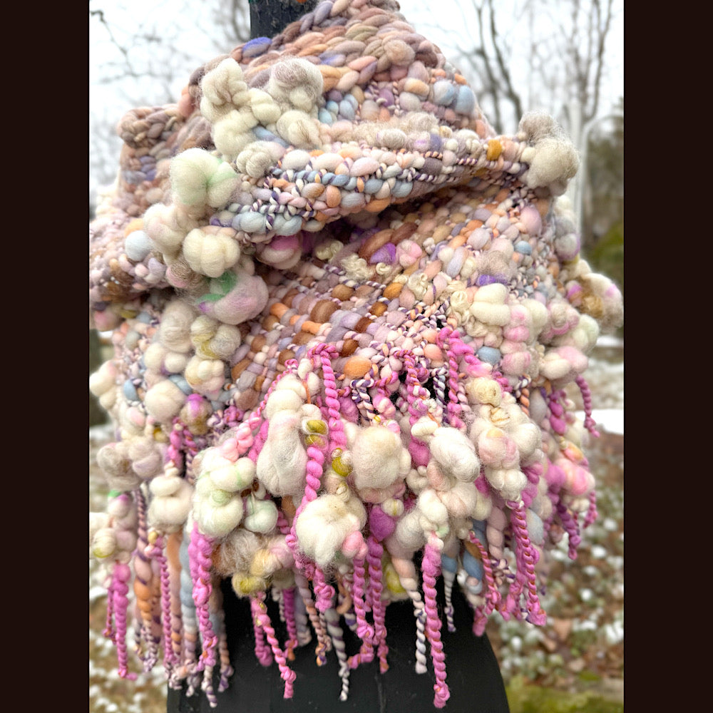 Handmade wool Woven Scarf shawlette 19”X 20”