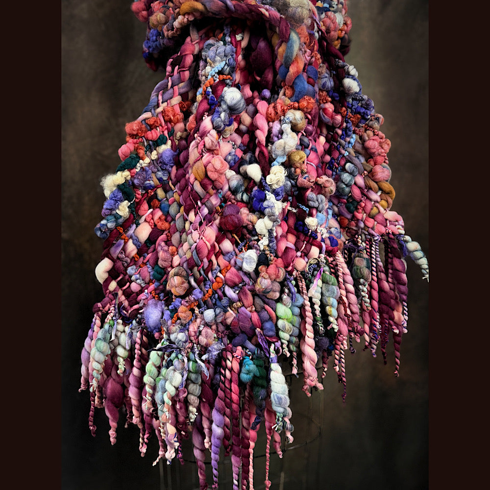 Handmade wool Woven Scarf 88” X 11”