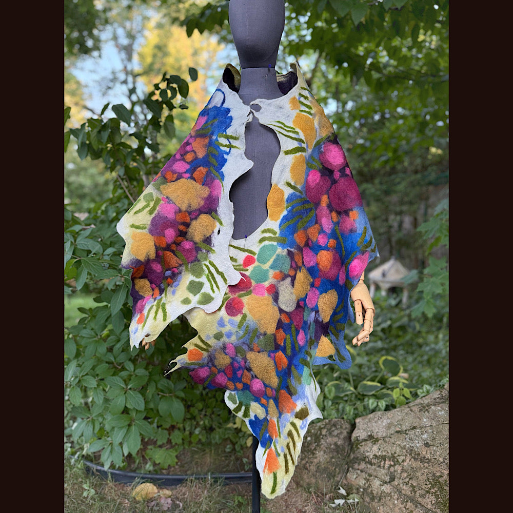 OOAK Handmade wool Felted Scarf 88” X 22” Original art work