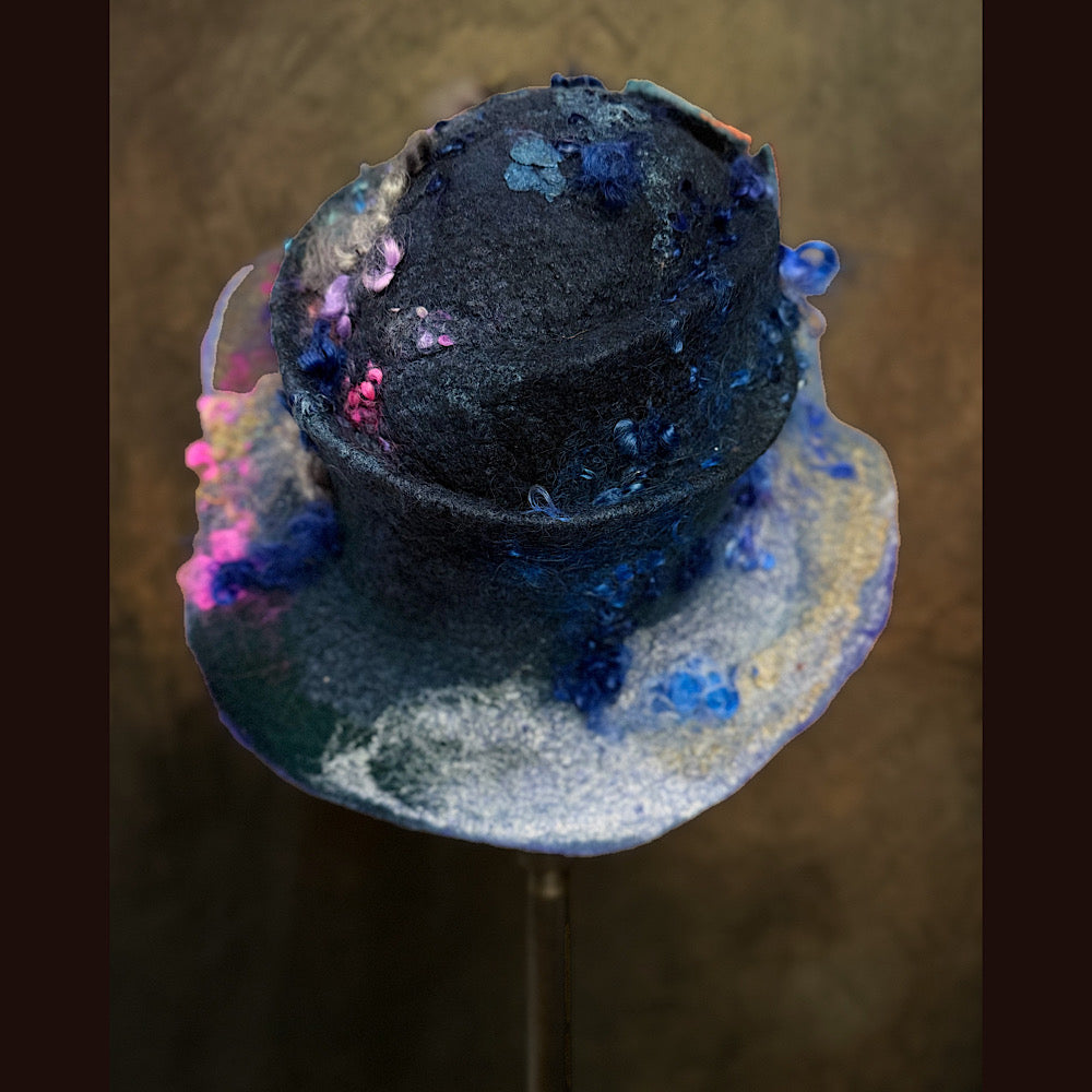 Handmade wool Felted hat 23.5” medium