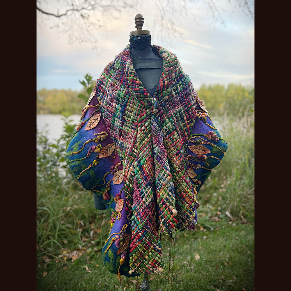 Felted and woven Shawl 84” X 23”