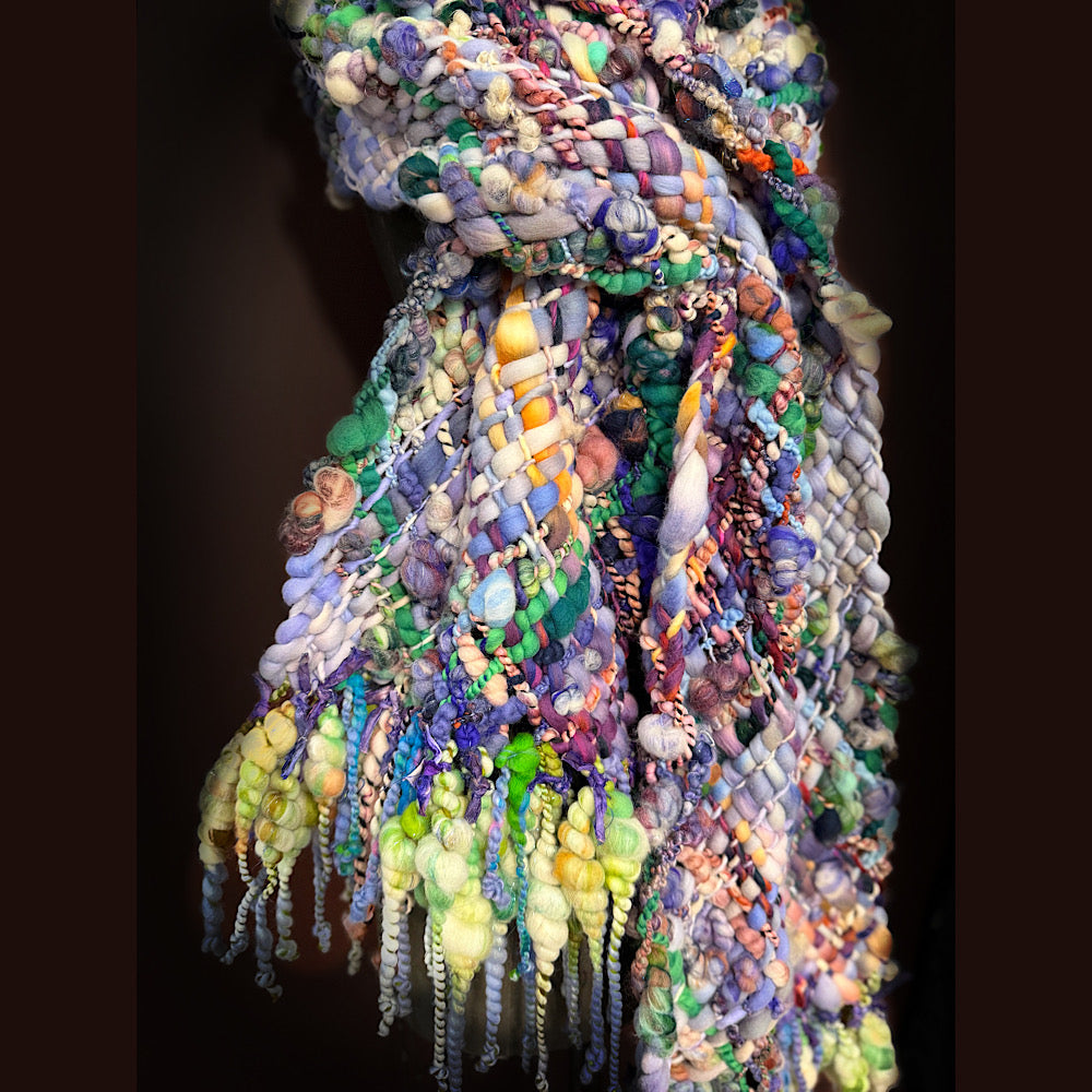 Handmade wool Woven Scarf 84” X 12”