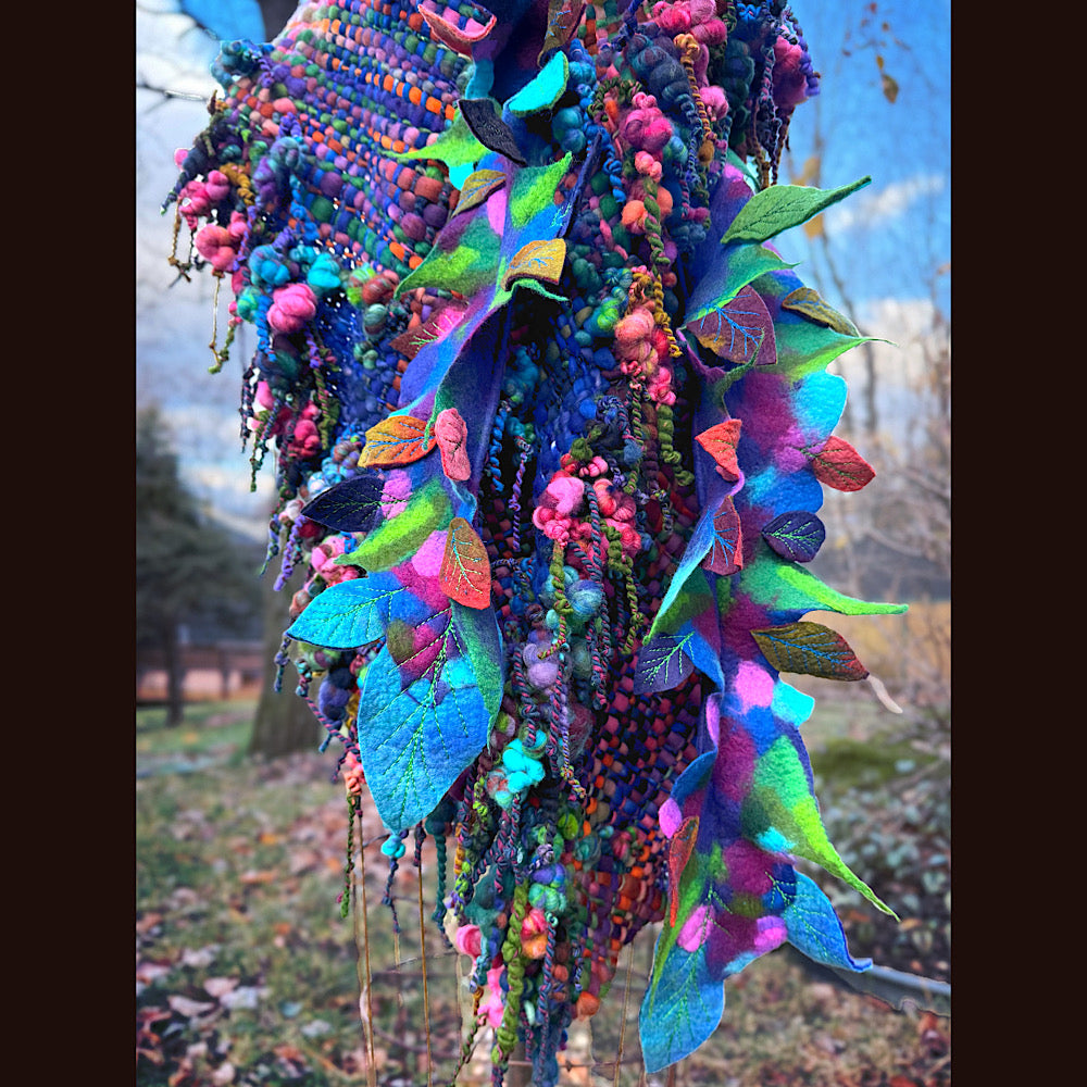 Handmade wool Felted Scarf 88”X 18”