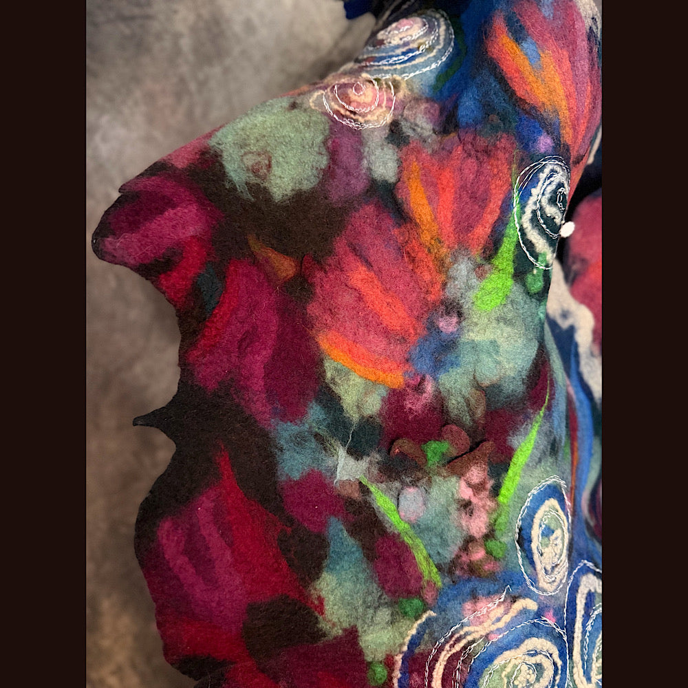 OOAK Handmade wool Felted Scarf 86” X 17”