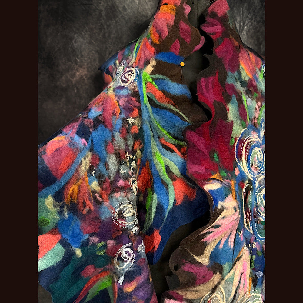 OOAK Handmade wool Felted Scarf 86” X 17”