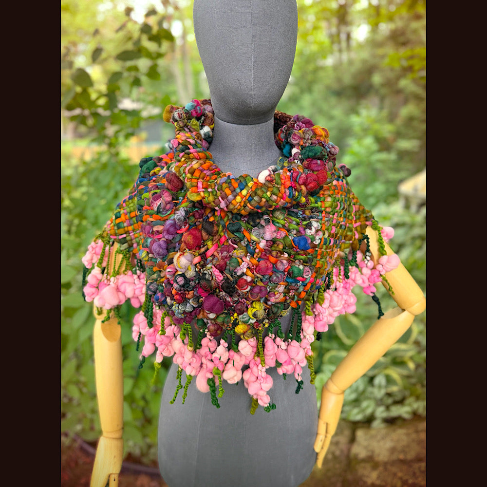OOAK Hand woven wool handmade Scarf shawlette