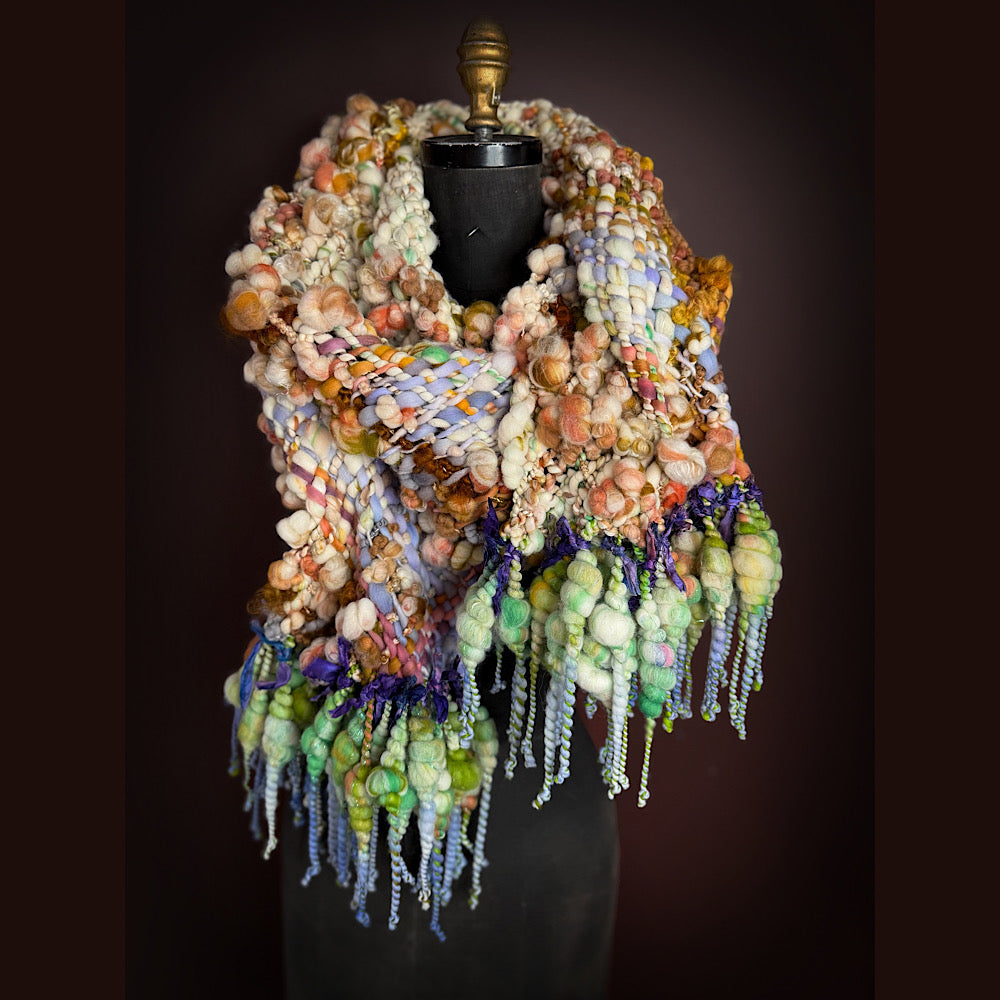 Handmade wool Woven Scarf 84” X 12”