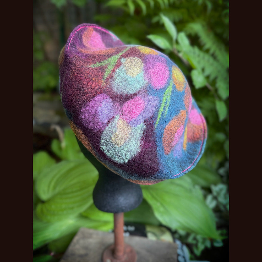 OOAK Handmade wool Felted hat 22” small