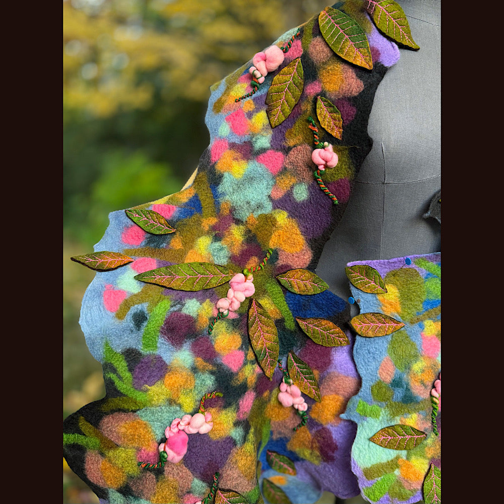 OOAK Handmade wool Felted Scarf 82” X 23” Original art work