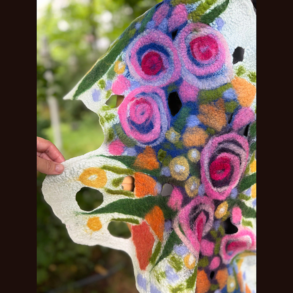 OOAK Handmade wool Felted Scarf 82” X 14” Original art work