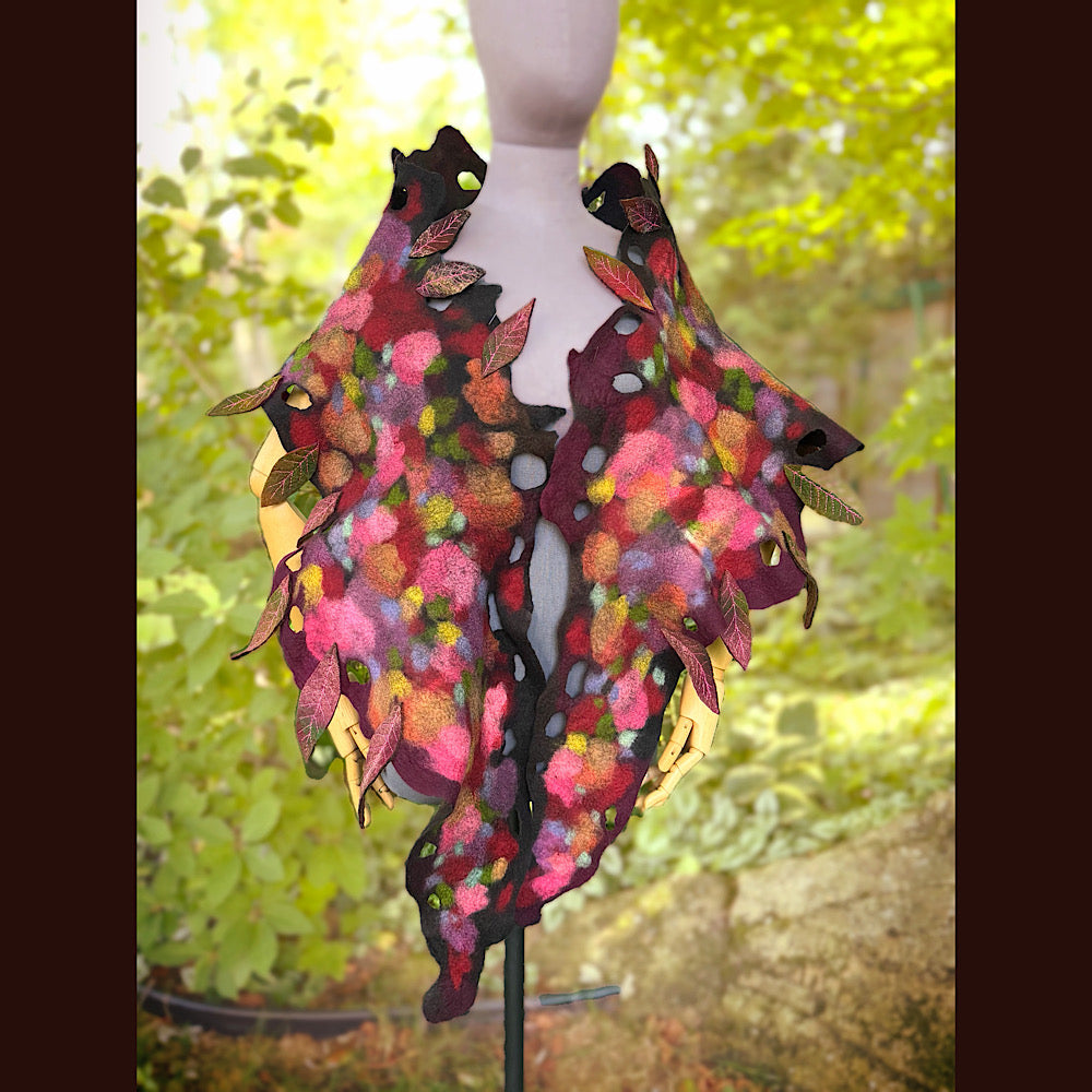 OOAK Handmade wool Felted Scarf 84” X 17” Original art work