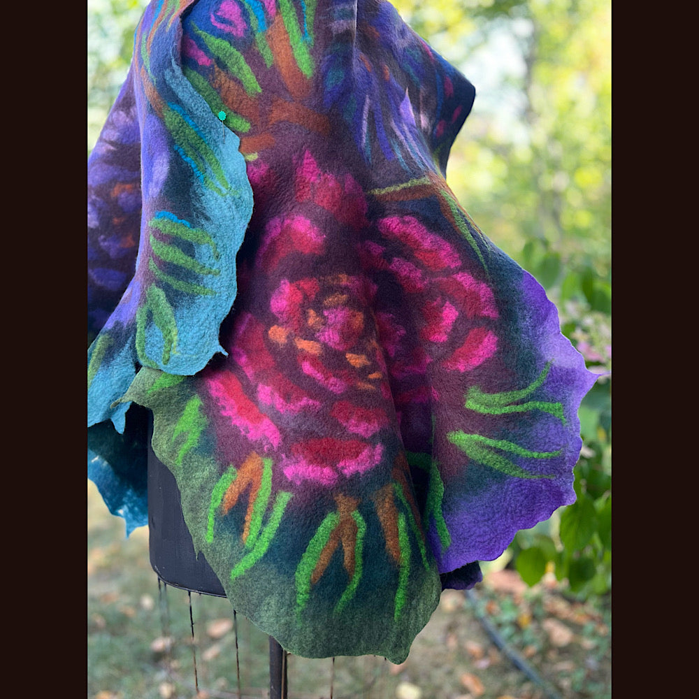 Handmade Felted Wool Scarf 74” X 29”