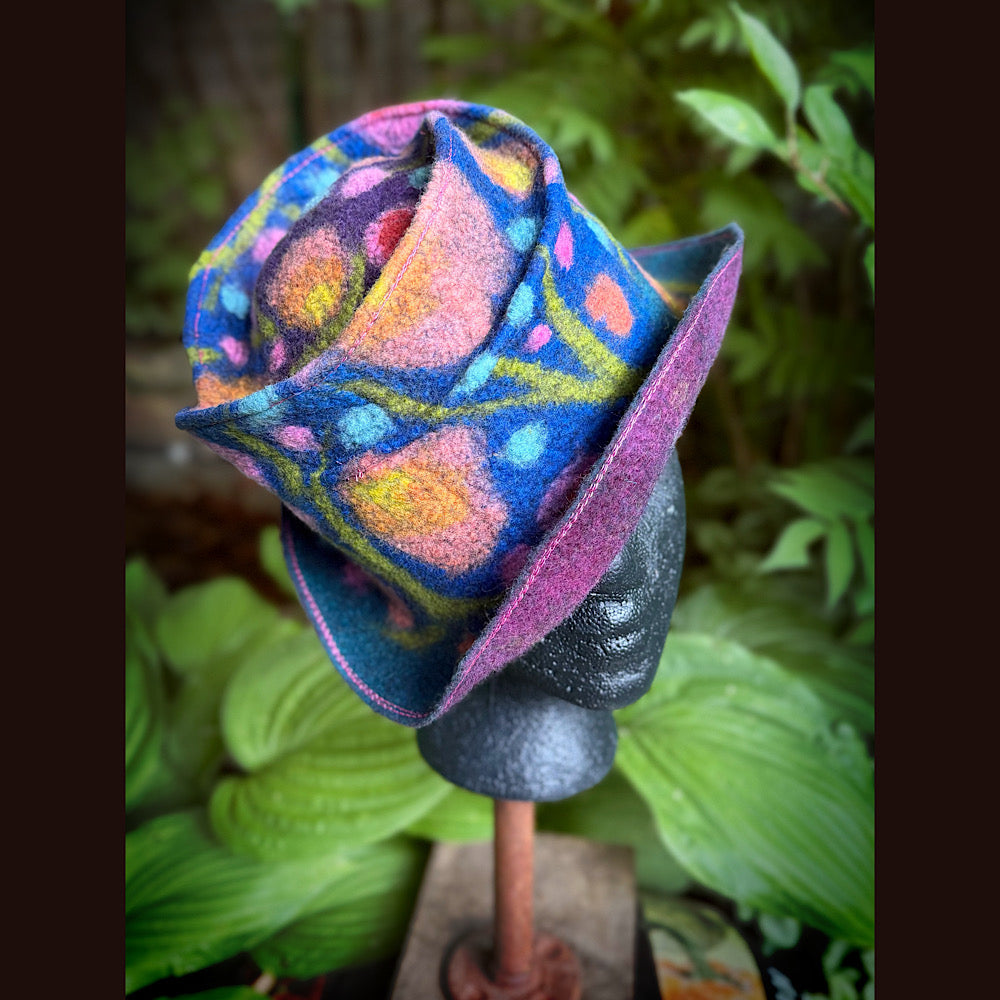 OOAK Handmade wool Felted hat 22” small