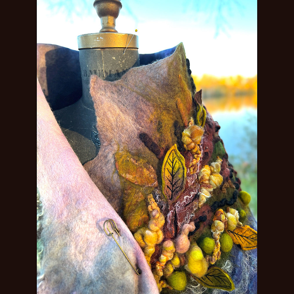 Chicoutimi river felted shawl 59” X 22”