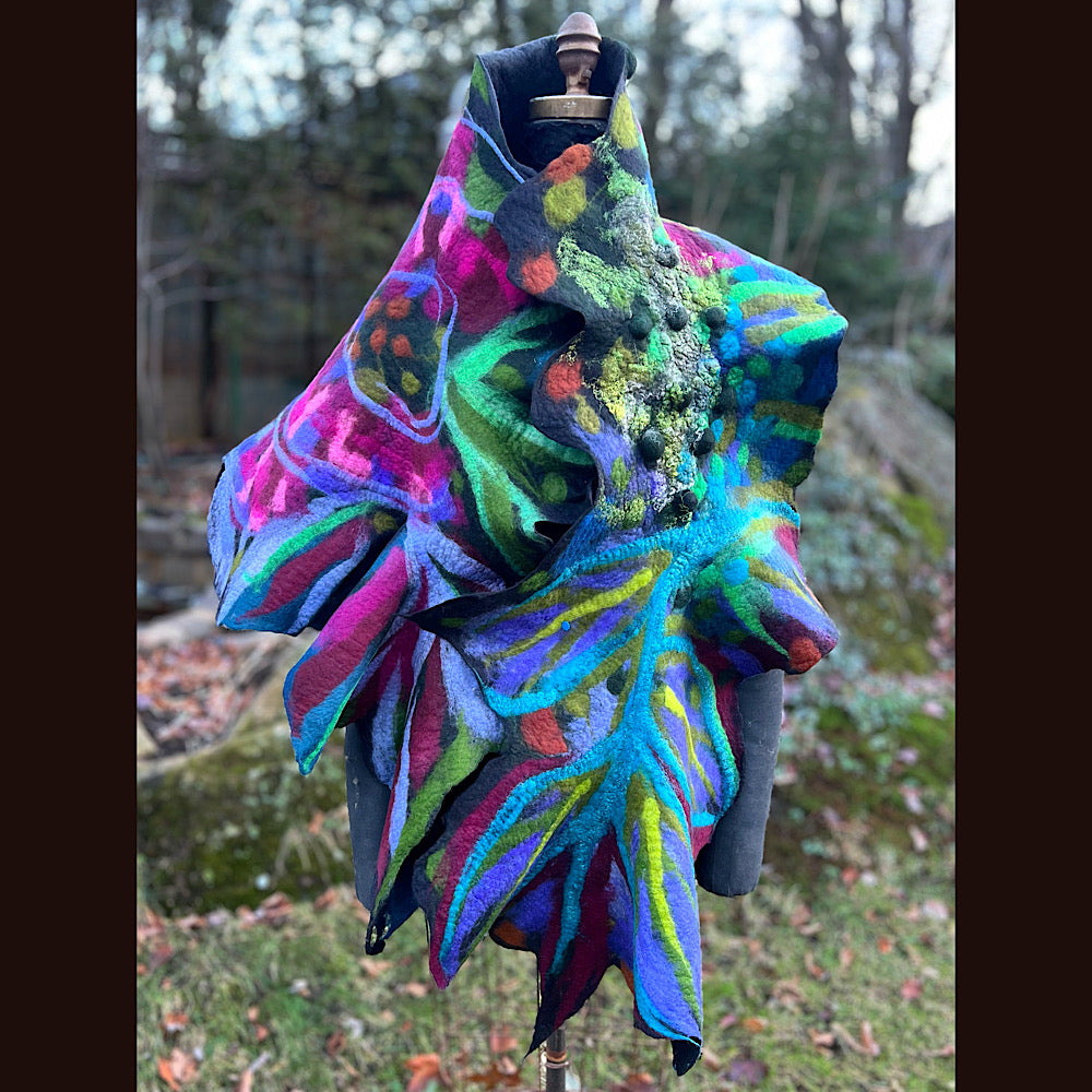 Rose Felted Shawl 84” X 29”