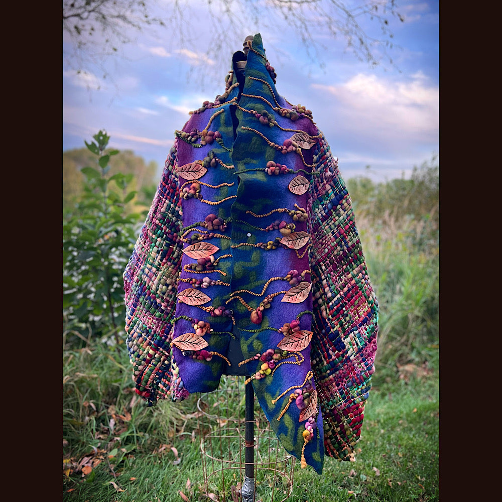 Felted and woven Shawl 84” X 23”