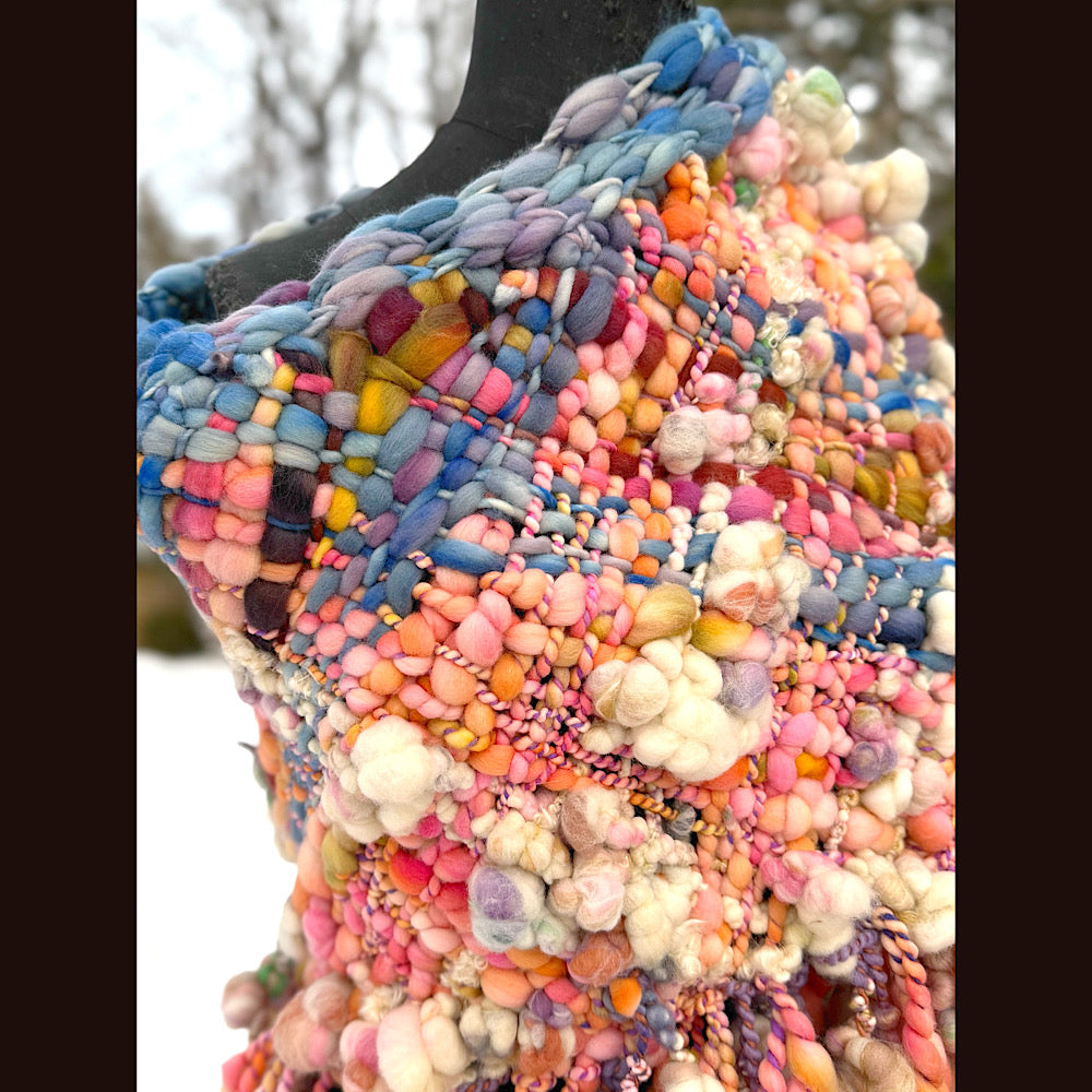 Handmade wool Woven Scarf shawlette 20” X 19”