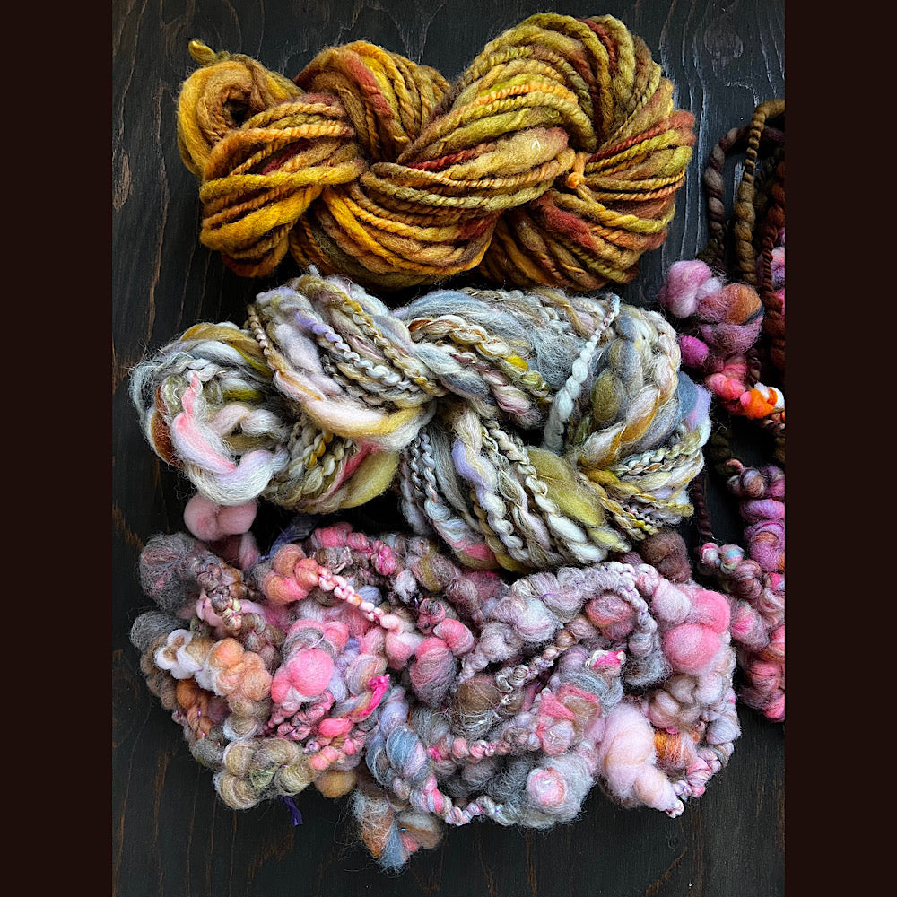 Large lot of hand spun yarn for weaving  knitting crochet 12.3 oz