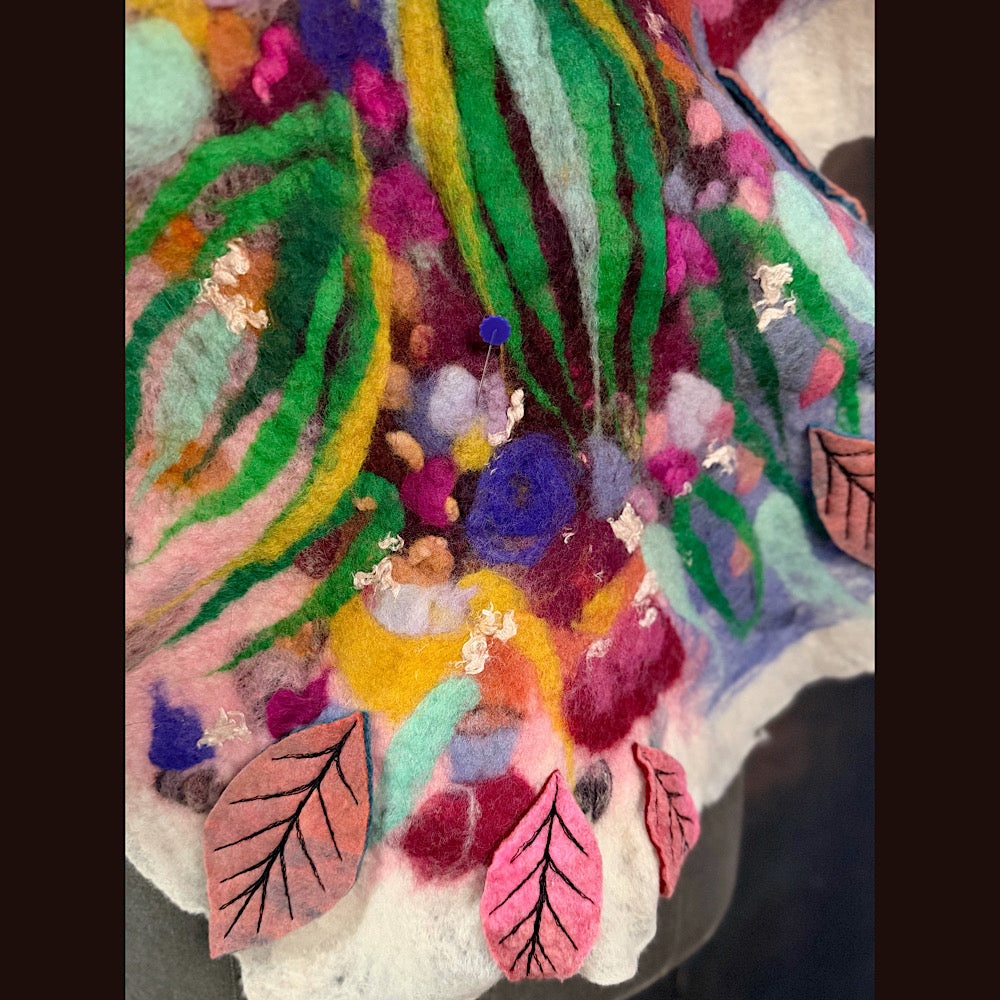 OOAK Handmade wool Felted Scarf 82” X 17”