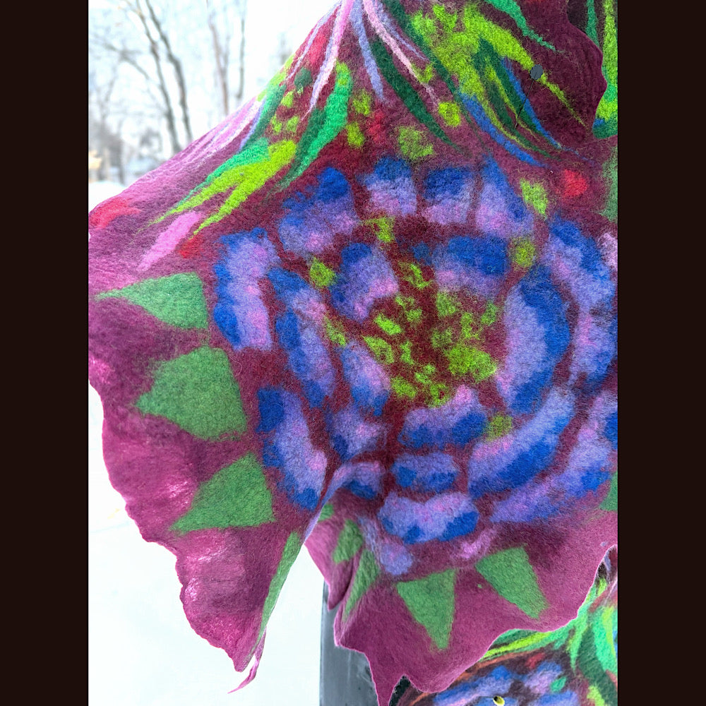 Handmade wool Felted Scarf 80” X 17”
