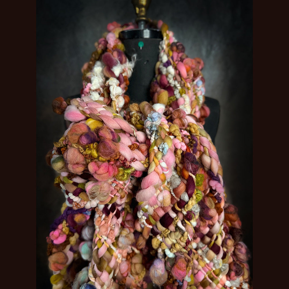 Handmade wool Woven Scarf 84”X 11”