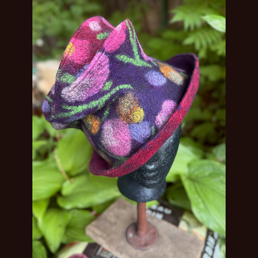 OOAK Handmade wool Felted hat 22” small