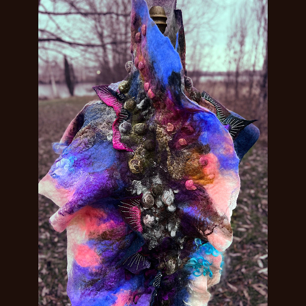 Soleil d’hiver felted scarf 75” X 18”