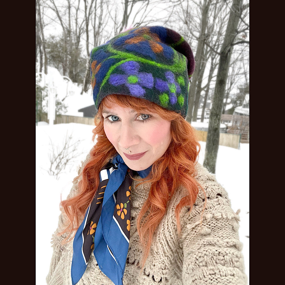 Felted slouchy toque hat medium 23”