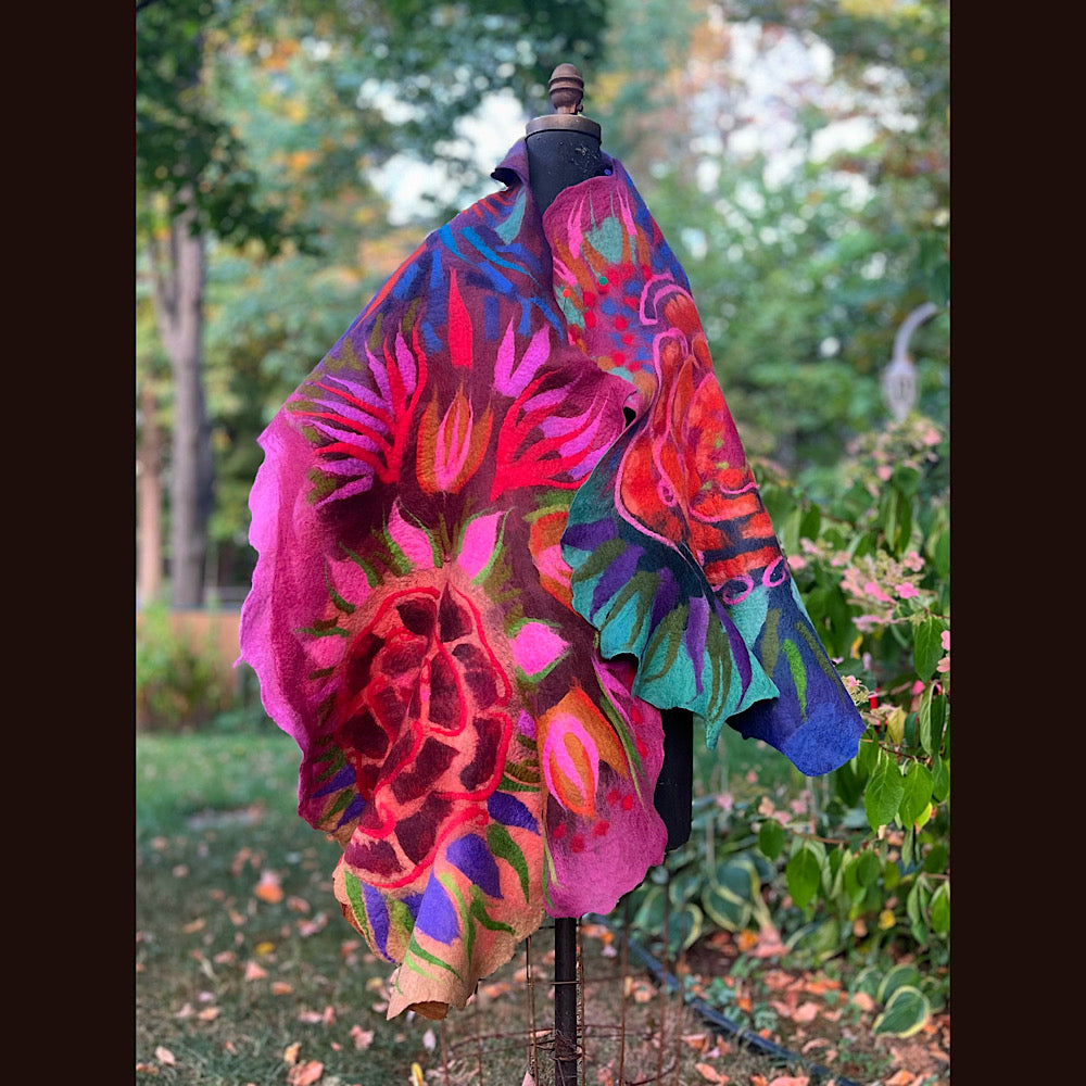 Handmade Felted Wool Scarf 74” X 29”