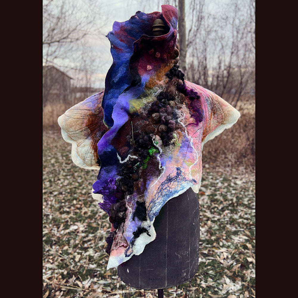 Last rays before dawn felted scarf 69” X 20”