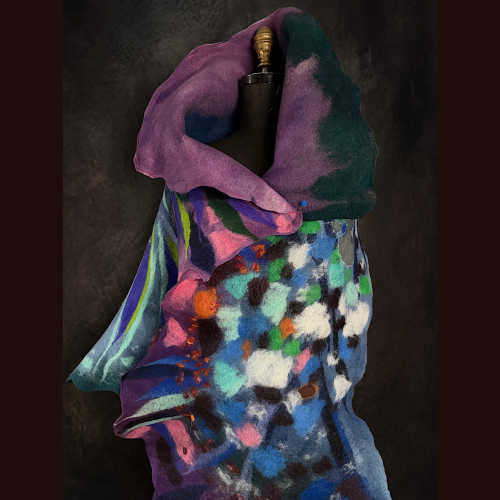 OOAK Handmade wool Felted Scarf 81” X 19”