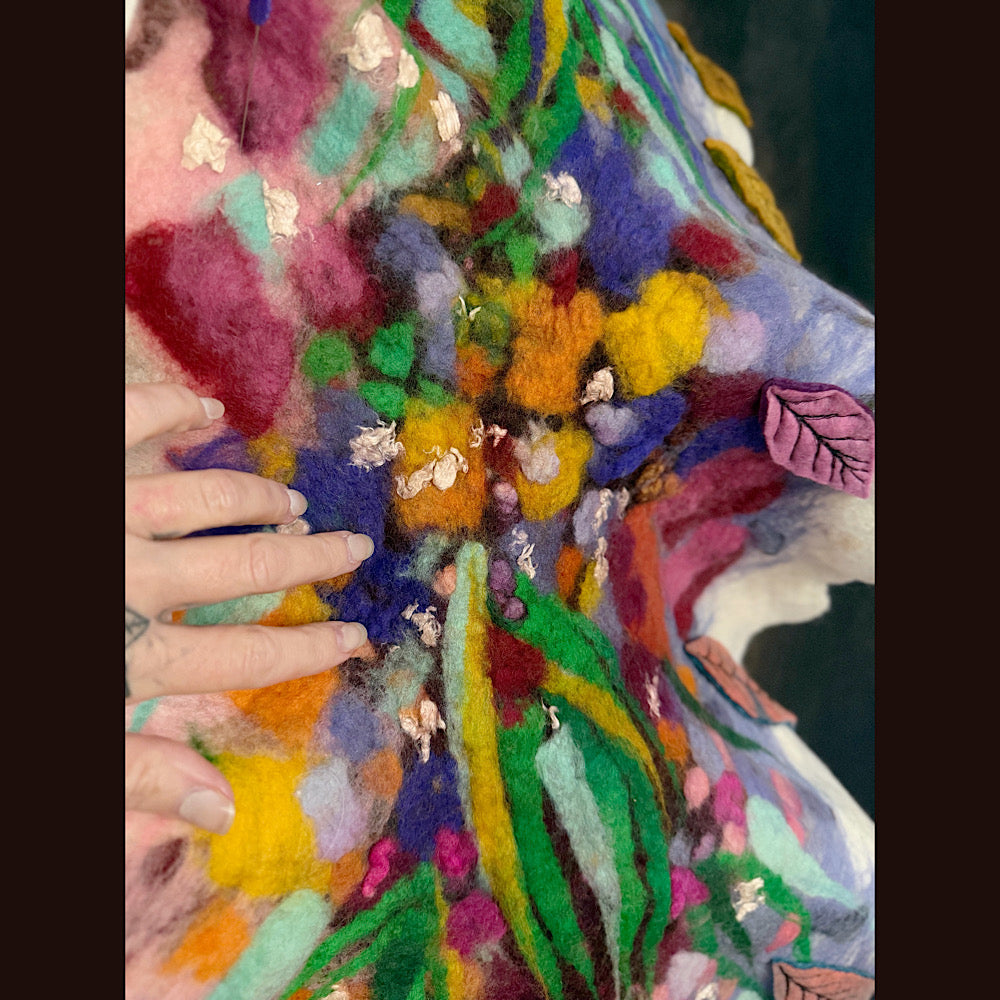 OOAK Handmade wool Felted Scarf 82” X 17”