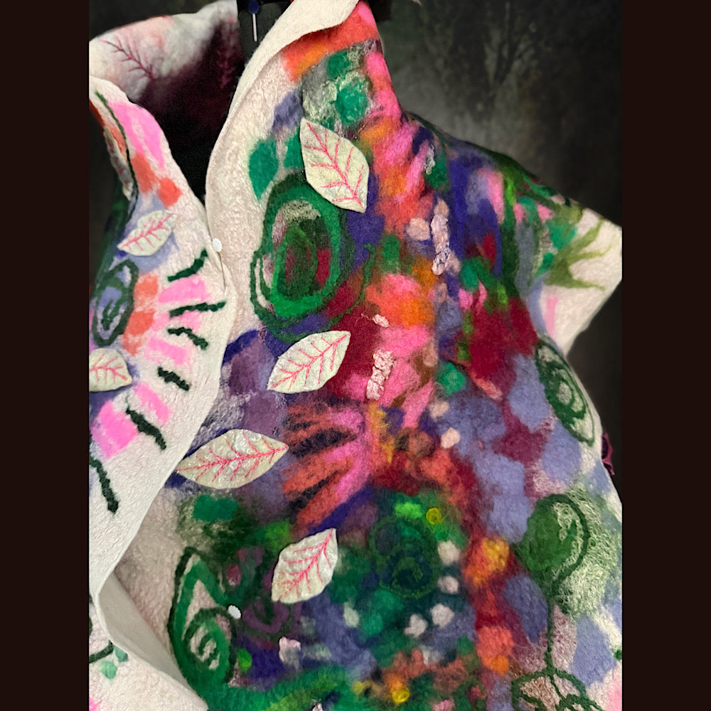 OOAK Handmade wool Felted Scarf 80” X 18”