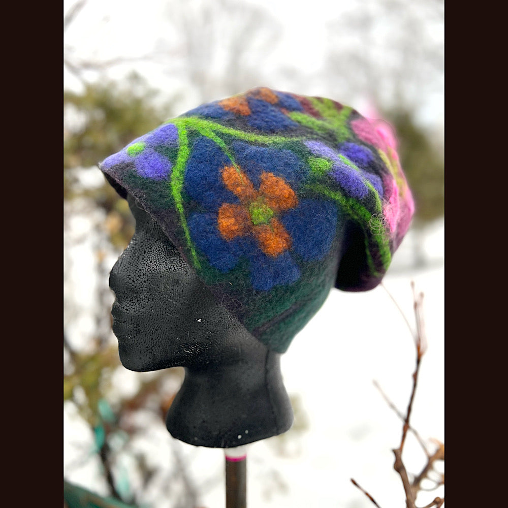 Felted slouchy toque hat medium 23”