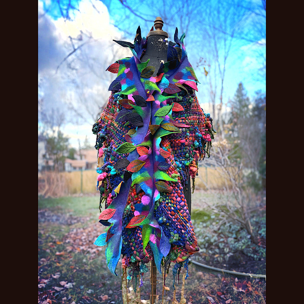 Handmade wool Felted Scarf 88”X 18”