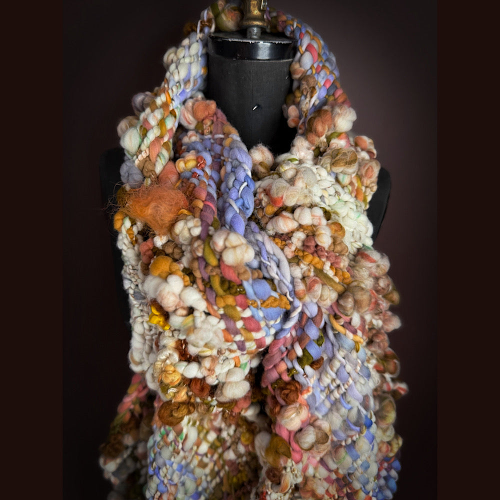 Handmade wool Woven Scarf 84” X 12”